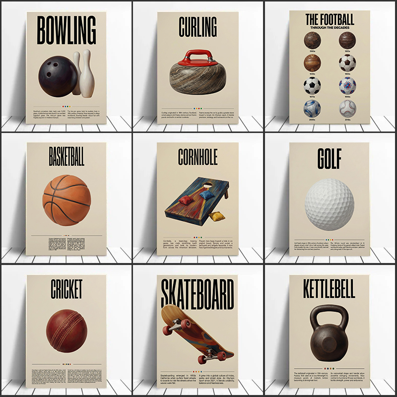 Badminton Poster - Perlengkapan Olahraga Edukatif Retro Vintage Cetakan