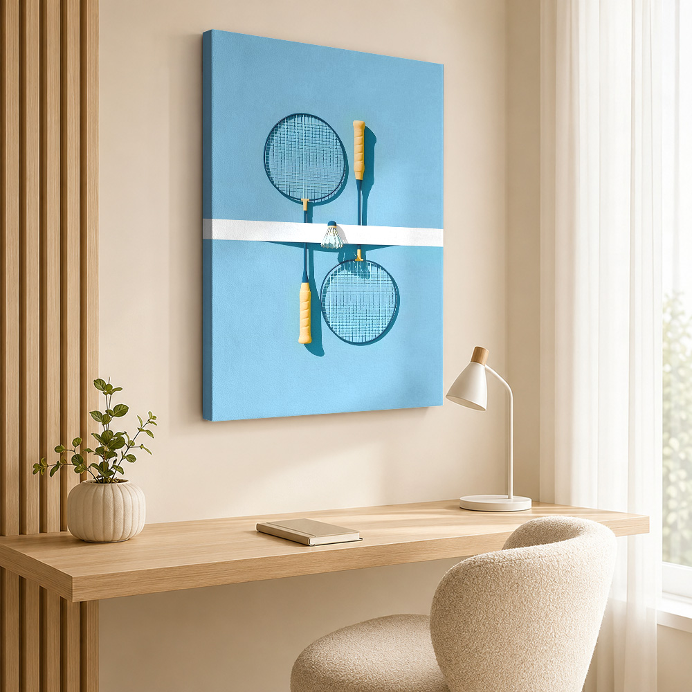 Lukisan Kanvas Still Life Rake - Badminton Poster ulasan dan harga