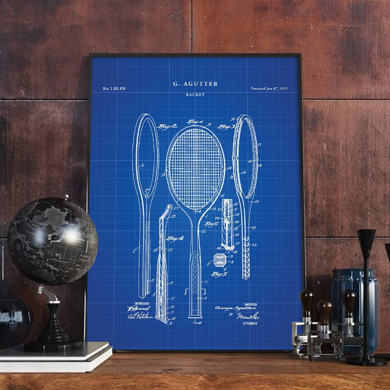 Raket 1921 antik poster paten  - Badminton Poster ulasan dan harga